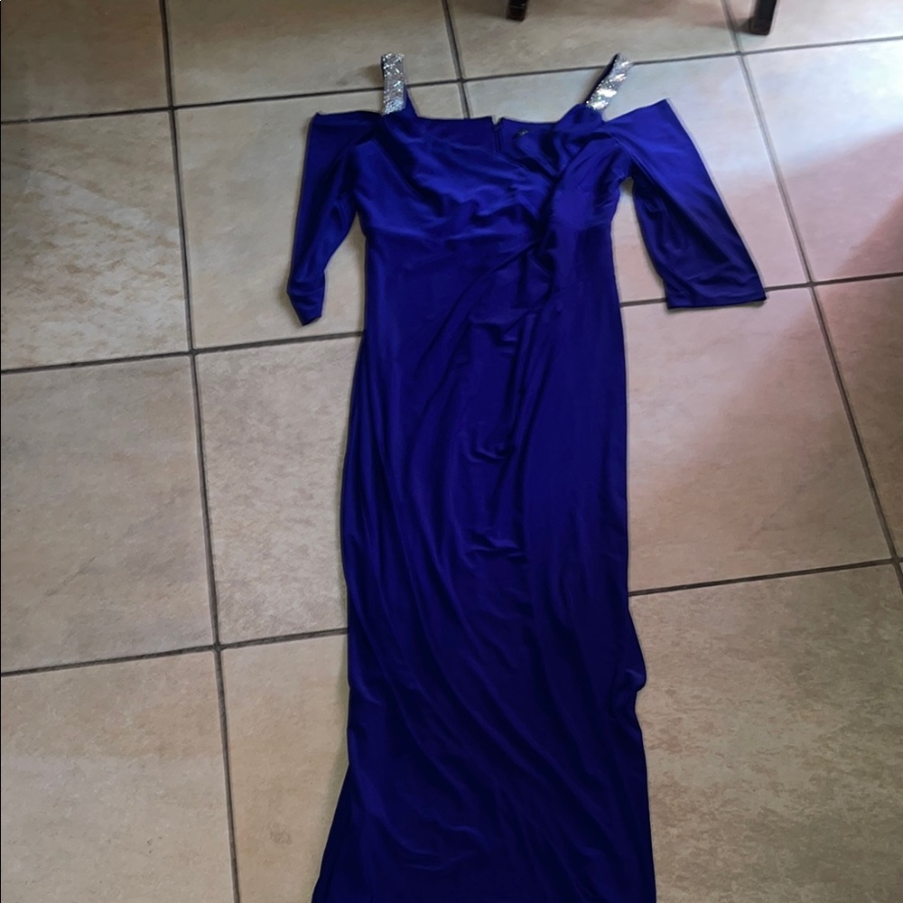 Elegant Blue Off-Shoulder Dress